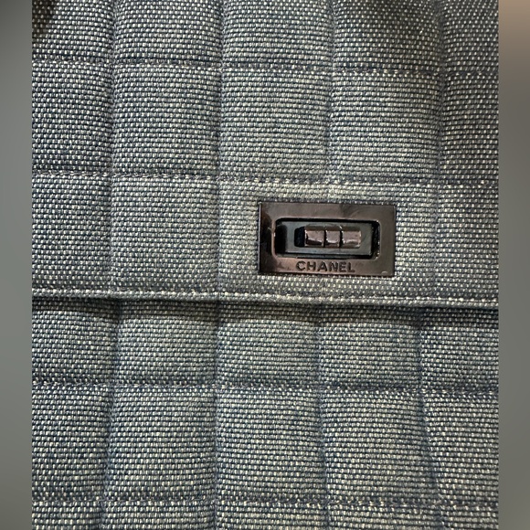 Chanel Mademoiselle top handle denim chocolate bar clutch - Picture 7 of 16